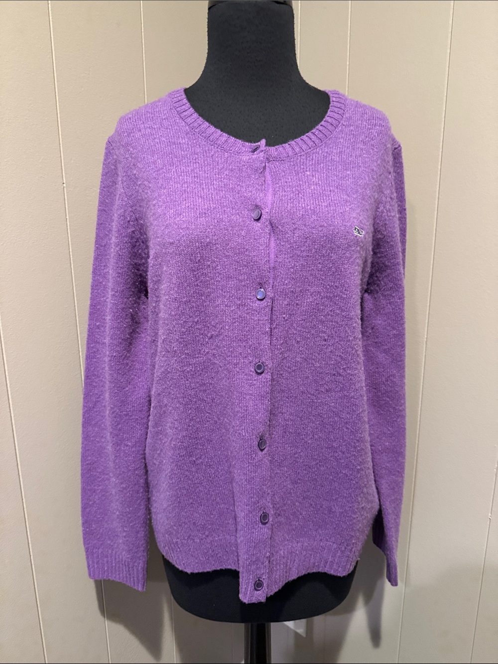 Vineyard Vines Women’s Large Purple Button-Front Knit Cardigan